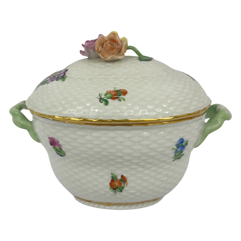 Herend "Printemps" Porcelain Covered Sugar Bowl