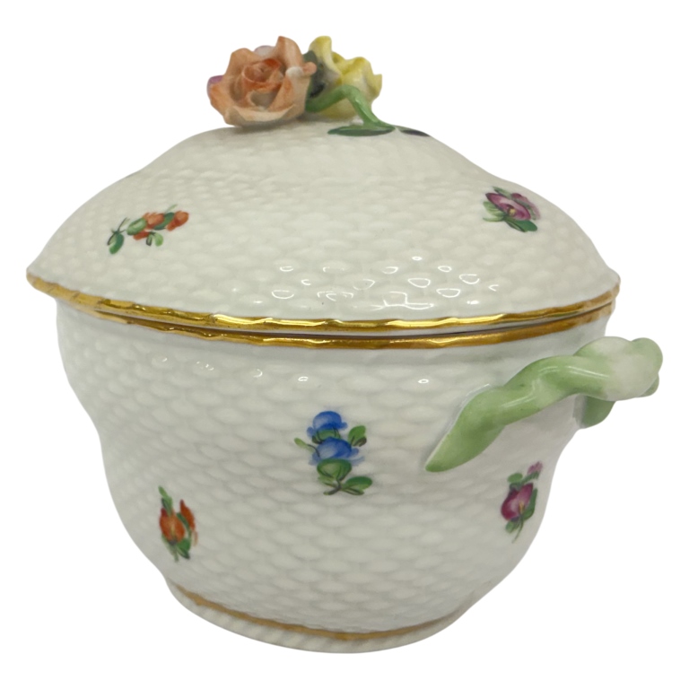 Herend "Printemps" Porcelain Covered Sugar Bowl