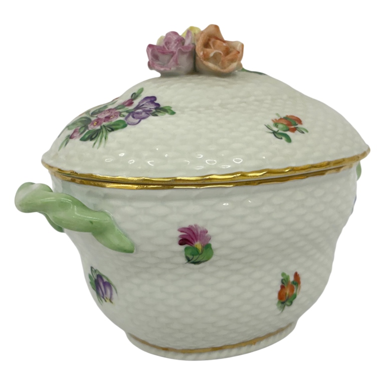 Herend "Printemps" Porcelain Covered Sugar Bowl