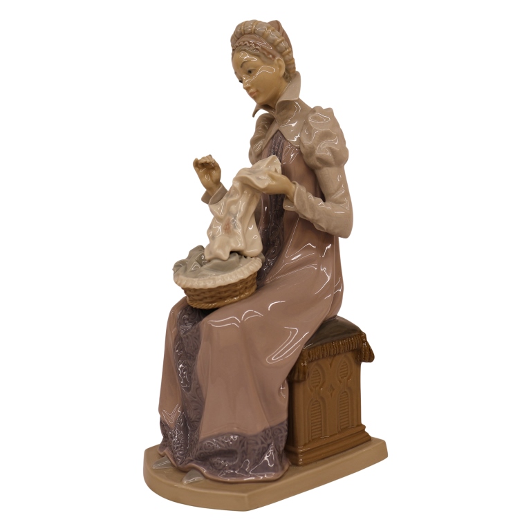 Lladro "Sewing a Trousseau" Porcelain Figurine