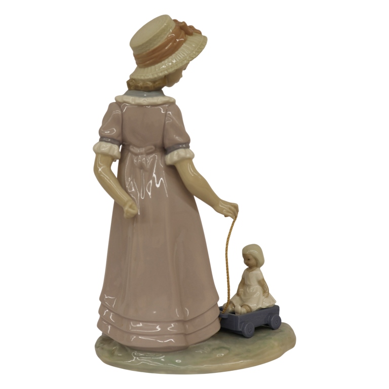 Lladro Child "Pulling Doll's Carriage" Figurine