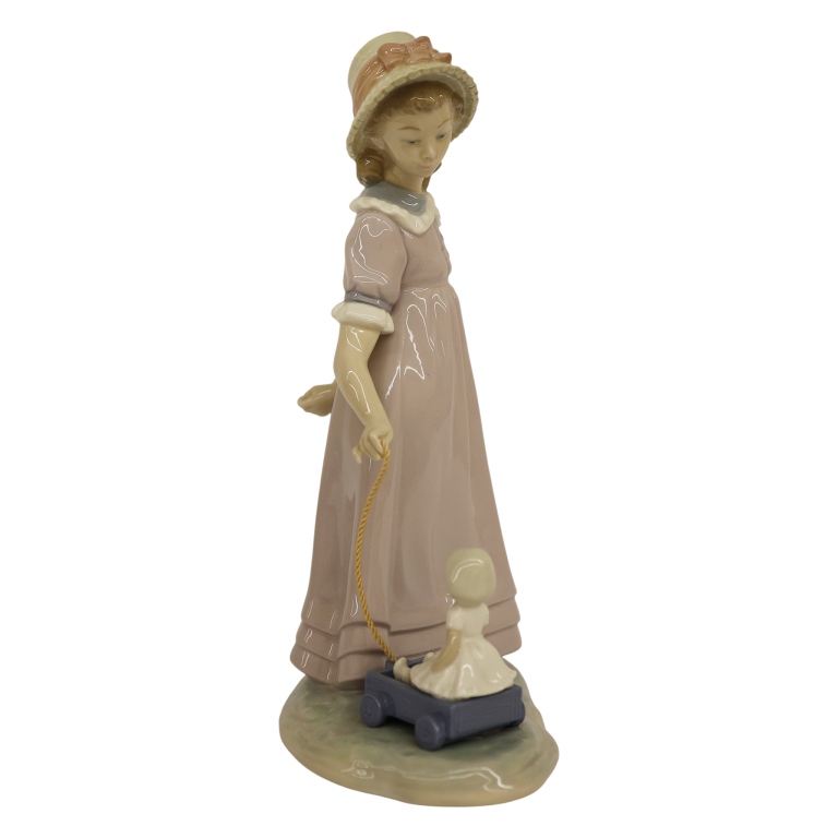 Lladro Child "Pulling Doll's Carriage" Figurine