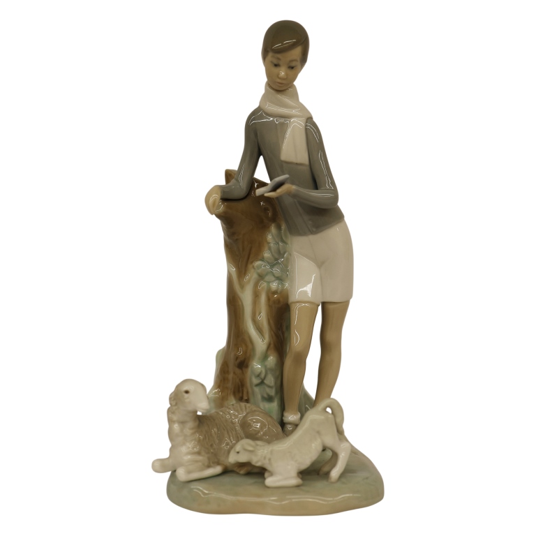 Lladro "Boy with Lambs" Porcelain Figurine