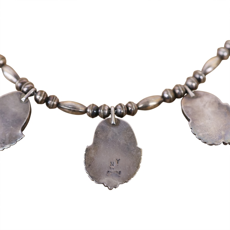 Signed Native American Sterling Amber Choker
