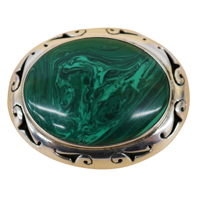 Talli Mexico Sterling Malachite Brooch Pendant