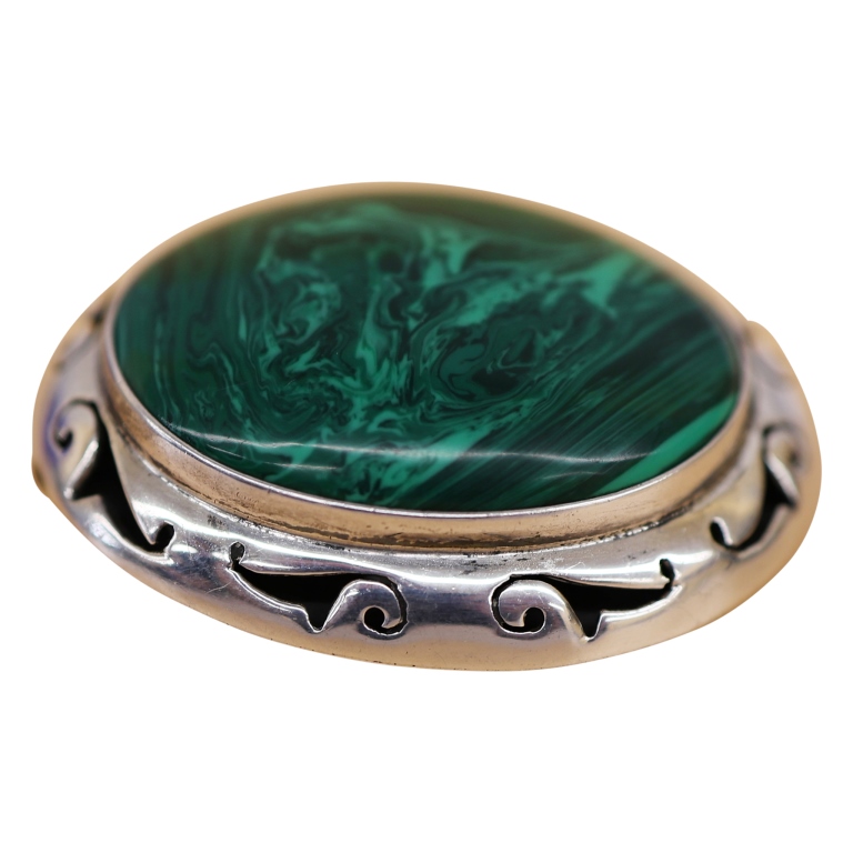Talli Mexico Sterling Malachite Brooch Pendant