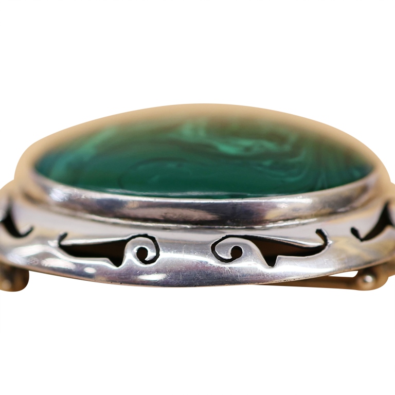 Talli Mexico Sterling Malachite Brooch Pendant
