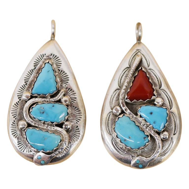 Effie C. R & JC Zuni Sterling Turquoise Pendants