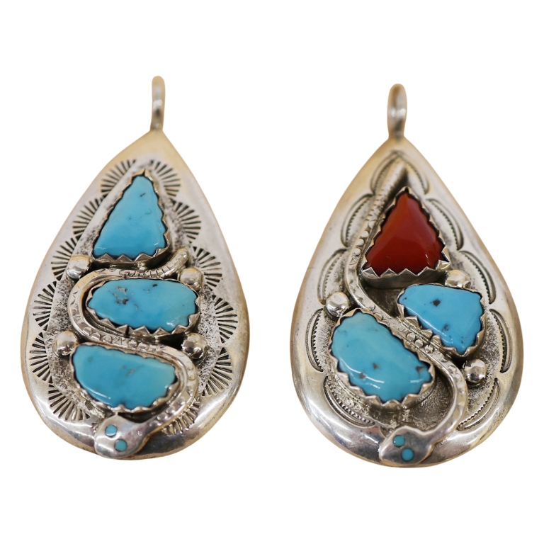 Effie C. R & JC Zuni Sterling Turquoise Pendants