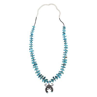 Native American Silver & Turquoise Naja Necklace. Item/Description: Outstanding Native American 