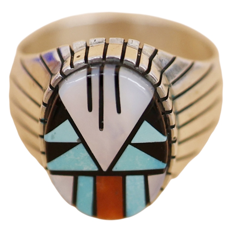 Ray Jack Navajo Sterling Multistone Inlay Ring