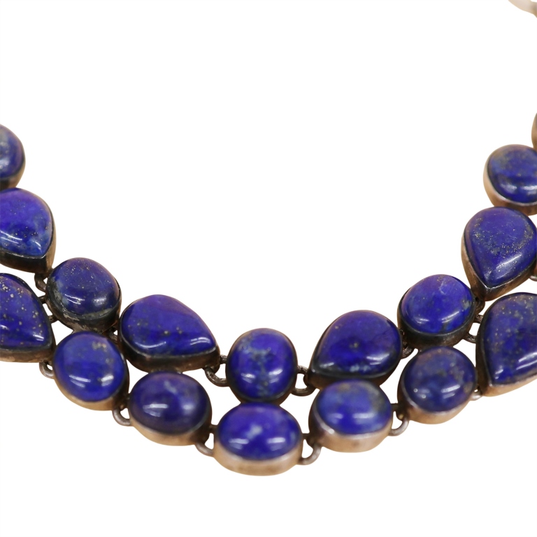 Sterling Silver Lapis Lazuli Choker Bib Necklace
