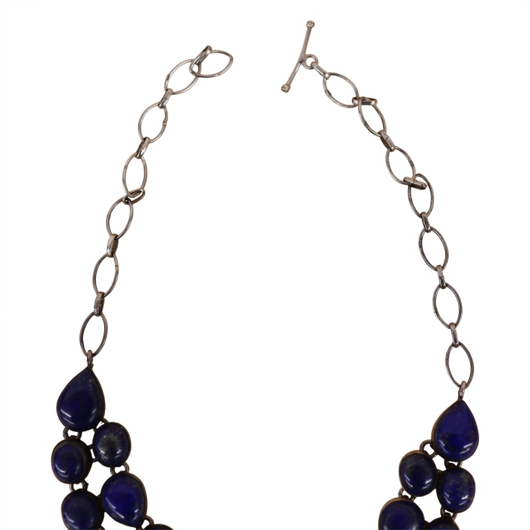 Sterling Silver Lapis Lazuli Choker Bib Necklace
