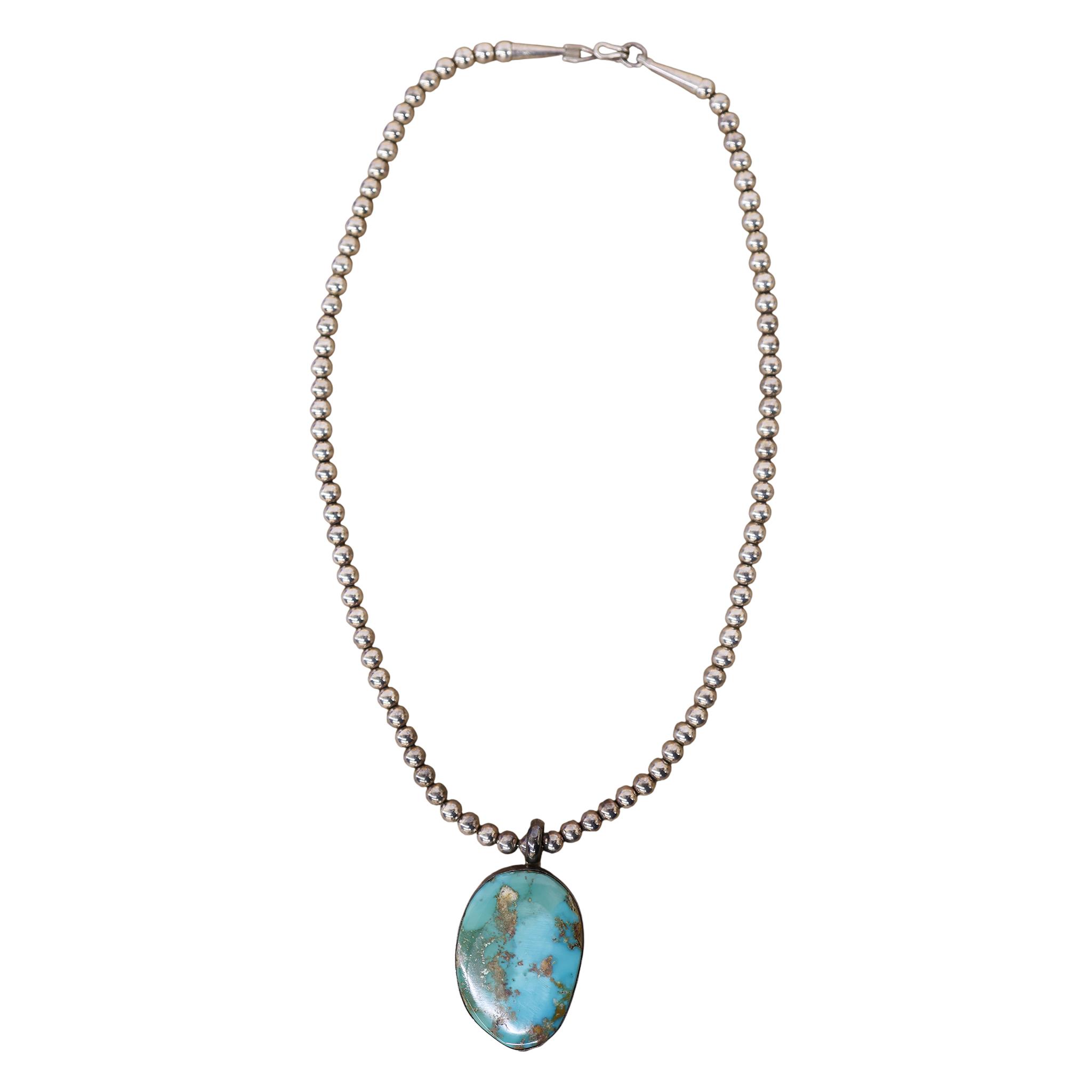 Geraldine Yazzie Navajo Sterling Turquoise Pendant