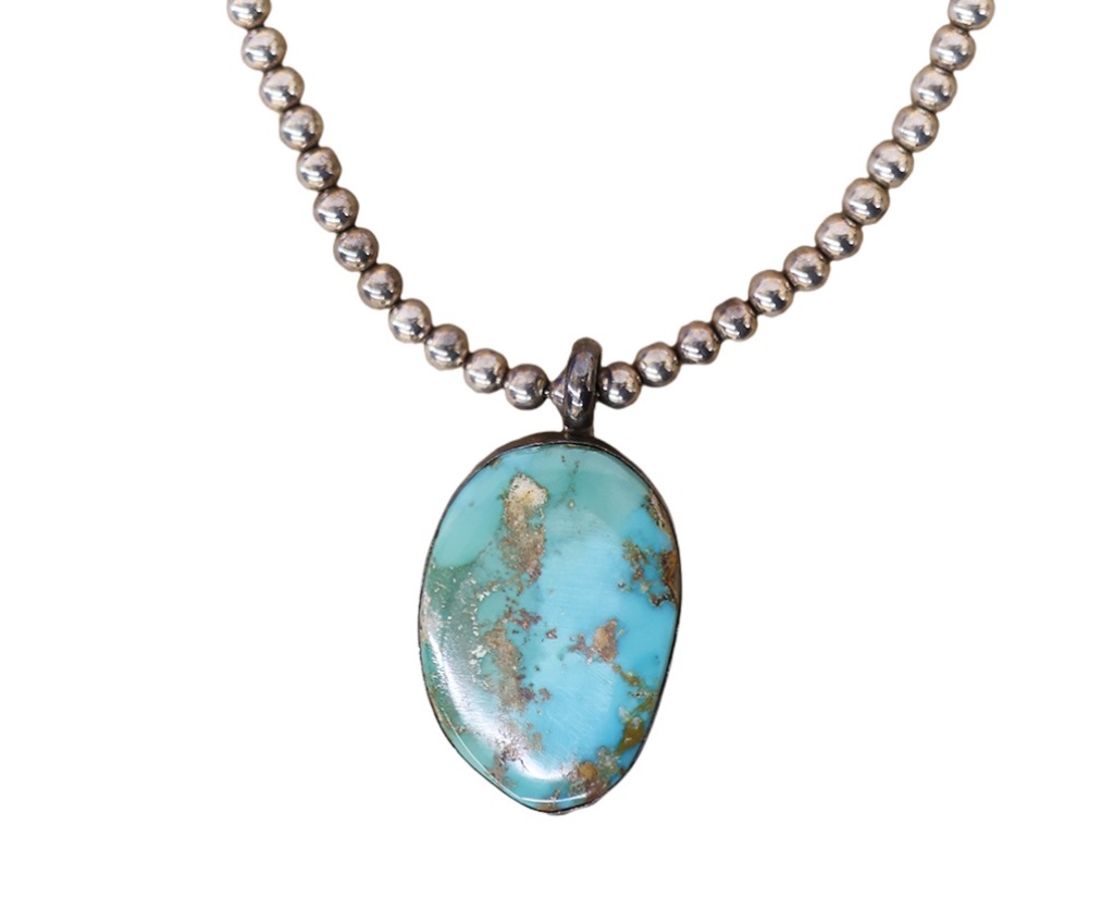 Geraldine Yazzie Navajo Sterling Turquoise Pendant
