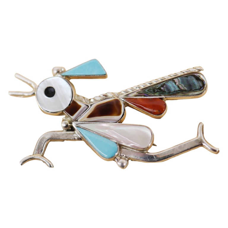 Zuni Inlaid Roadrunner Pin Pendant Lot