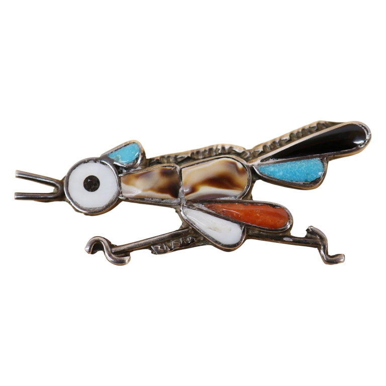 Zuni Inlaid Roadrunner Pin Pendant Lot