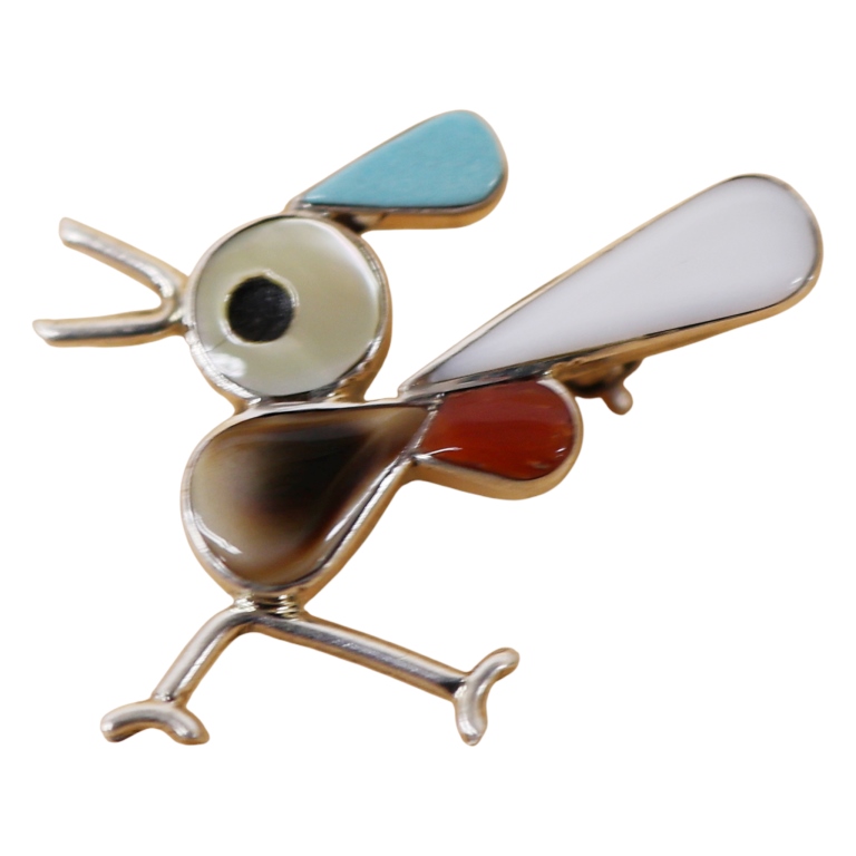 Zuni Inlaid Roadrunner Pin Pendant Lot