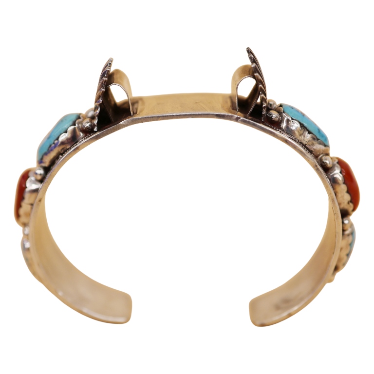 Simplicio Sterling Turquoise Coral Watch Cuff