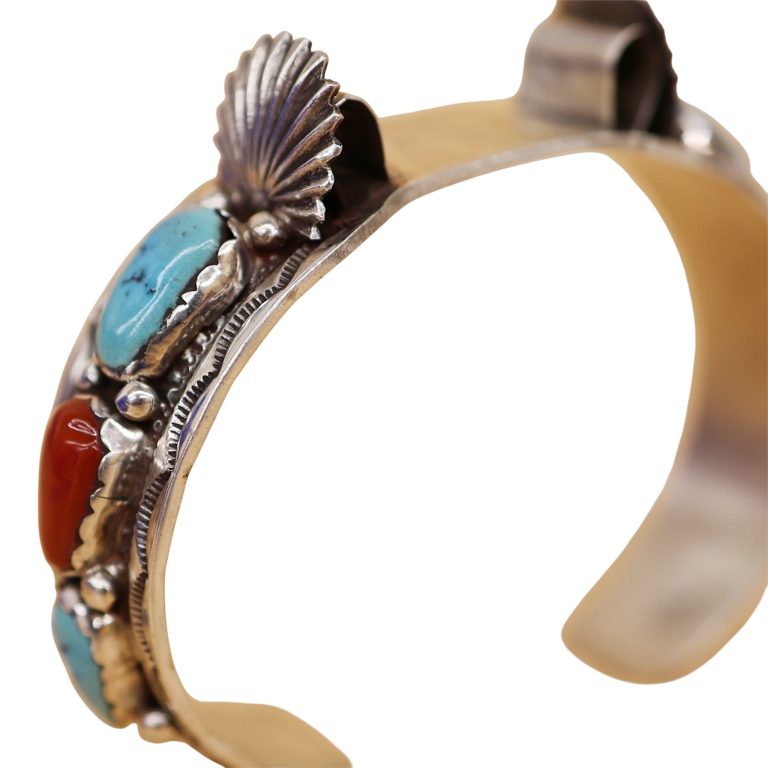 Simplicio Sterling Turquoise Coral Watch Cuff