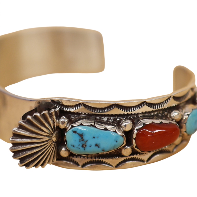 Simplicio Sterling Turquoise Coral Watch Cuff