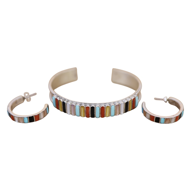 Linda Shelandewa Zuni Multi Stone Inlay Jewelry