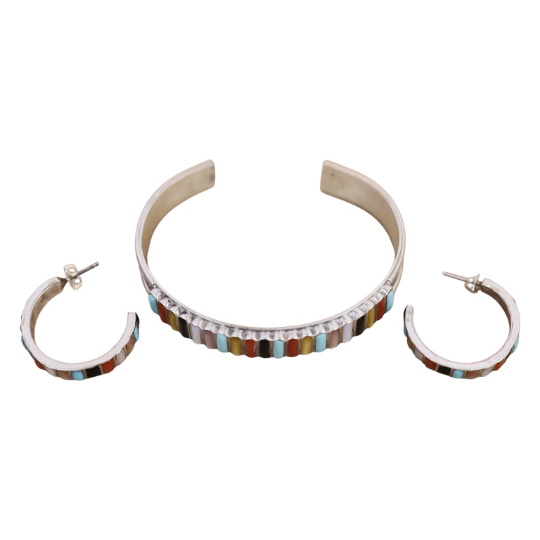 Linda Shelandewa Zuni Multi Stone Inlay Jewelry