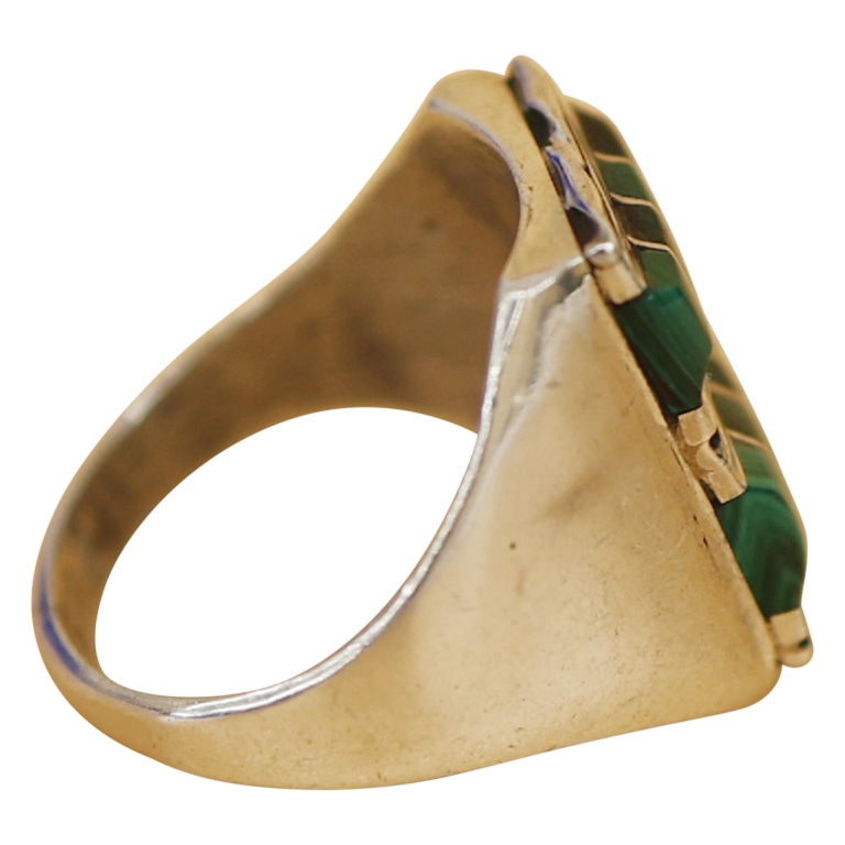 Gilbert & Mildred Calavaza Sterling Malachite Ring