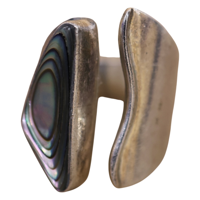 Signed Sterling Abalone Ring & Bangles Lot -Mexico