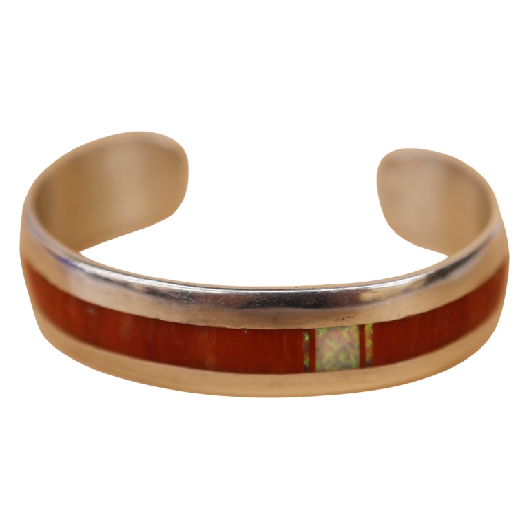 Veronica Benally Sterling Spiny Oyster Opal Cuff
