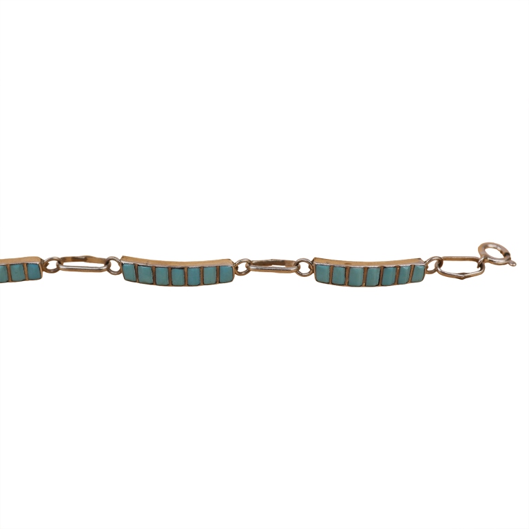 Sterling Lapis Turquoise Inlaid Stone Bracelets