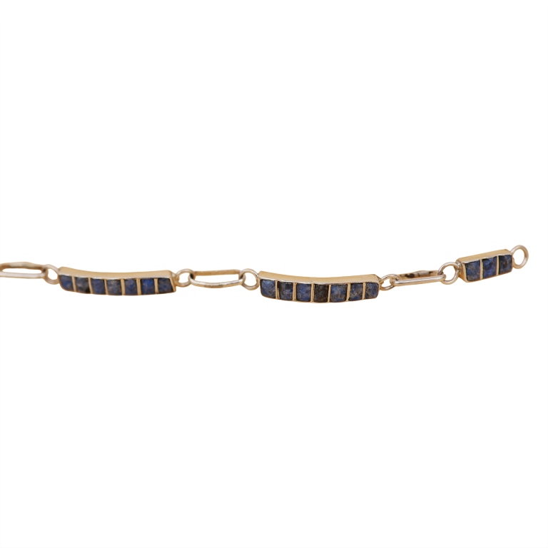 Sterling Lapis Turquoise Inlaid Stone Bracelets