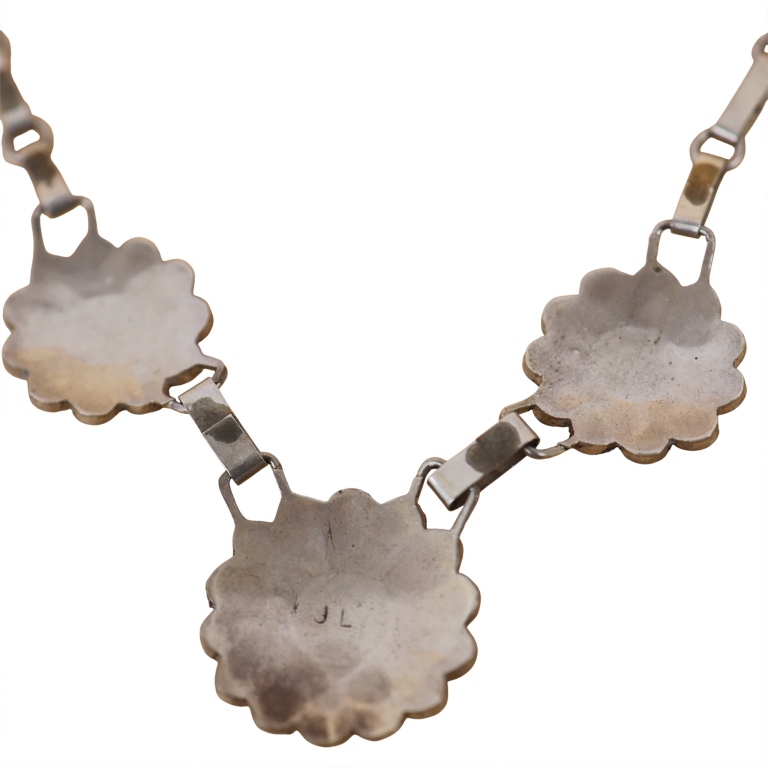 Signed JL Zuni Sunface Inlaid Sterling