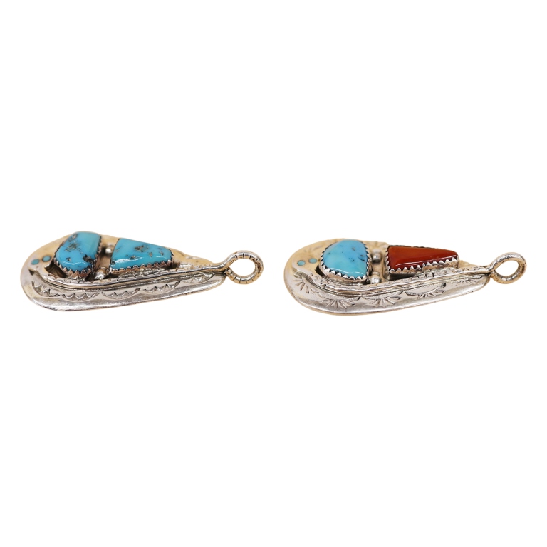 Effie C. Zuni Sterling Turquoise Snake Pendants