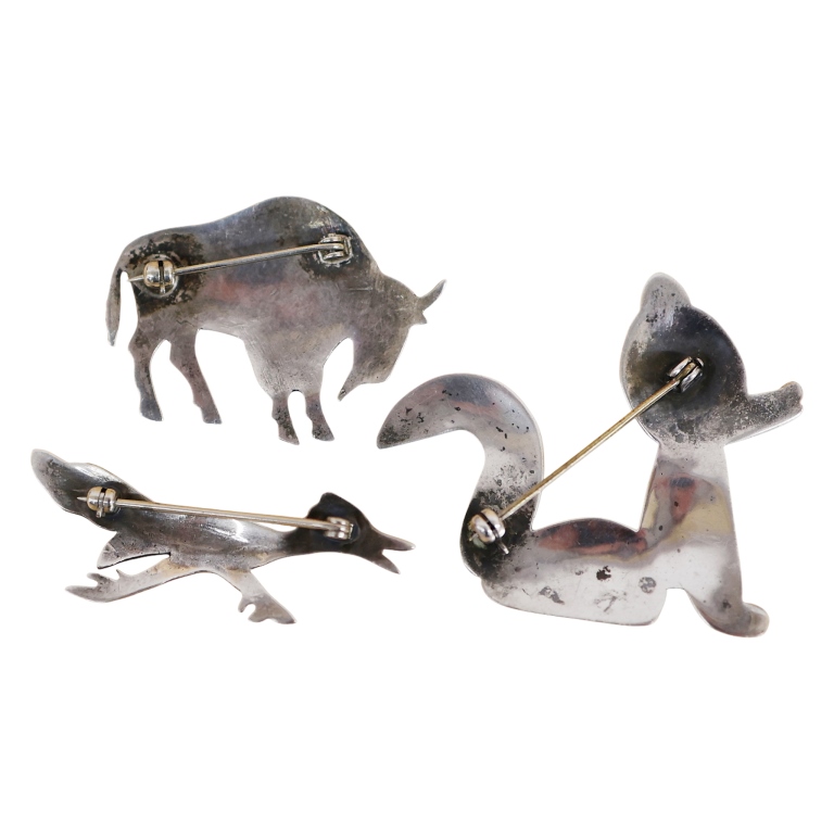 Native American Sterling Figural Brooch Lot