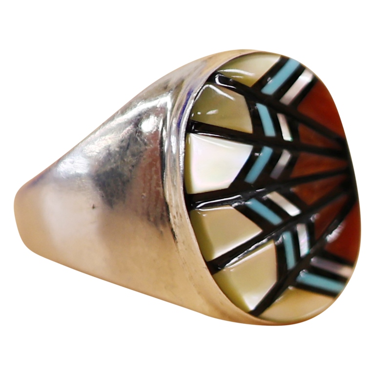 Angelena Laahtty Zuni Sterling Multi Inlay Ring 12