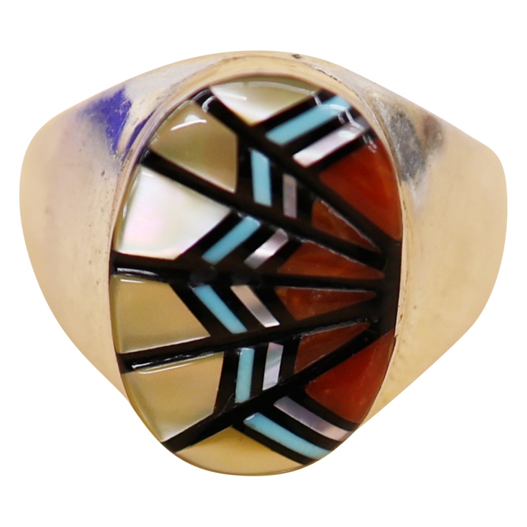 Angelena Laahtty Zuni Sterling Multi Inlay Ring 12