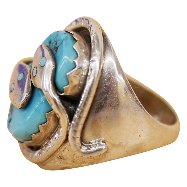 Signed Effie C. Sterling Turquoise Snake Ring