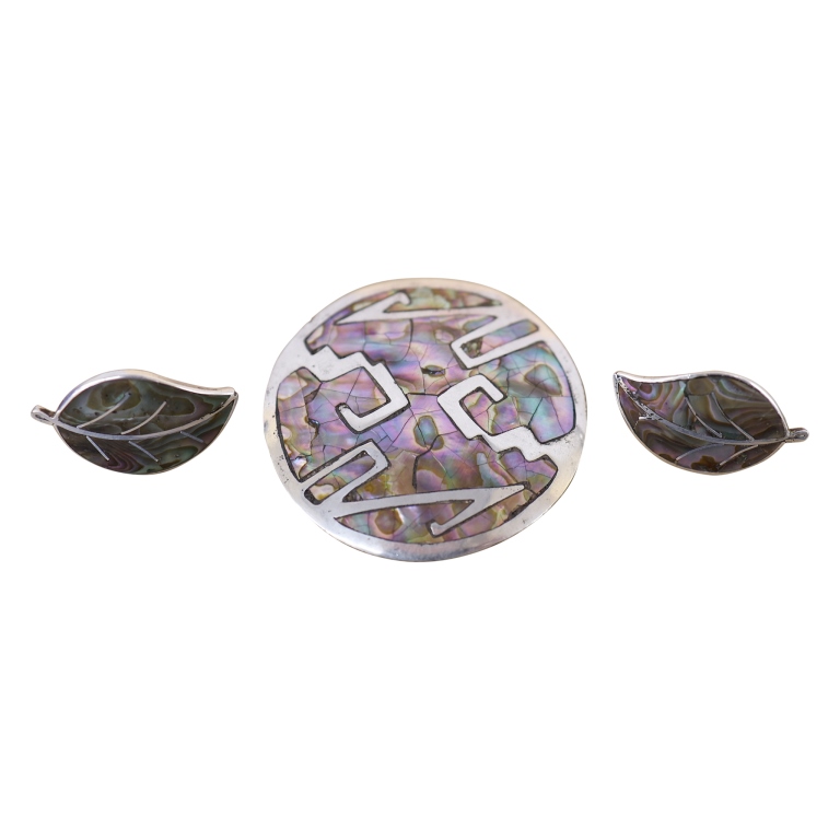 Sterling Inlaid Abalone Jewelry Lot - Mexico