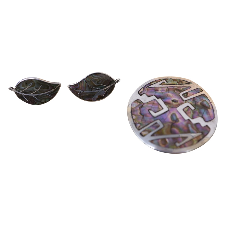 Sterling Inlaid Abalone Jewelry Lot - Mexico