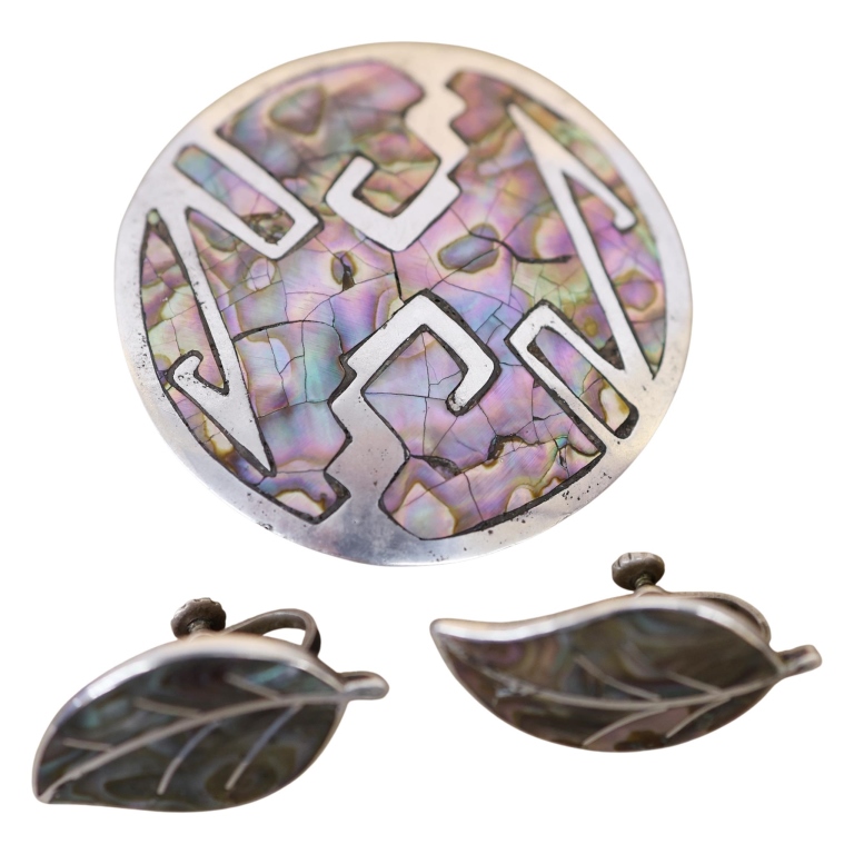 Sterling Inlaid Abalone Jewelry Lot - Mexico