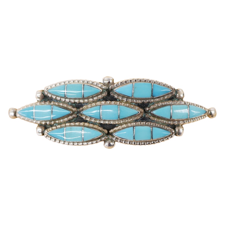 Leola Nastacio Zuni Sterling Turquoise Pin Pendant