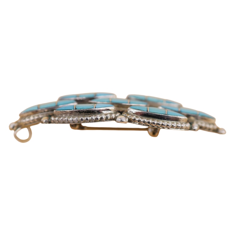 Leola Nastacio Zuni Sterling Turquoise Pin Pendant