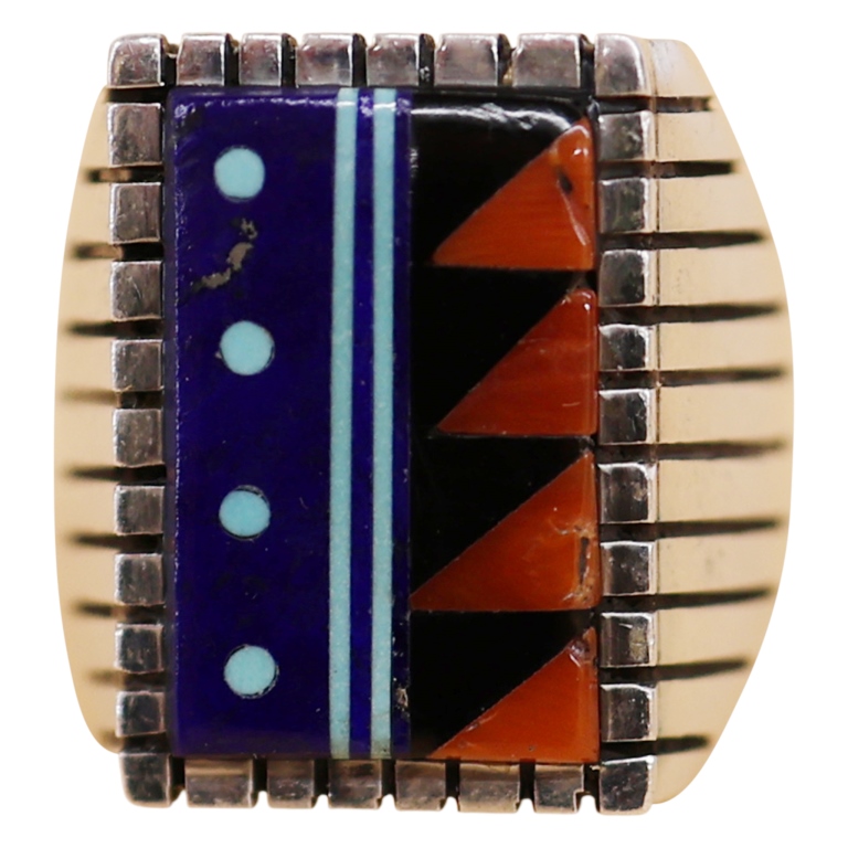 Veronica Benally Navajo Sterling Inlaid Ring - 9