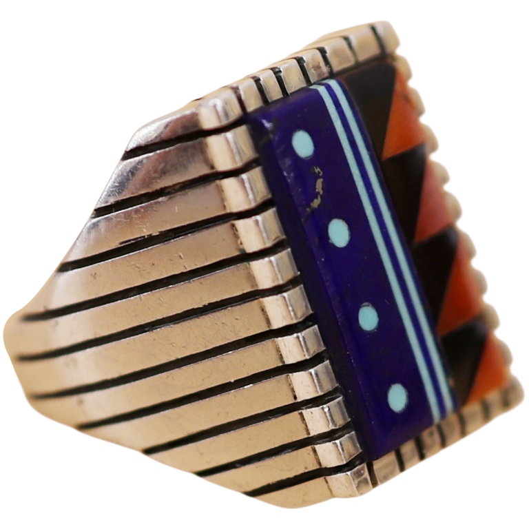 Veronica Benally Navajo Sterling Inlaid Ring - 9
