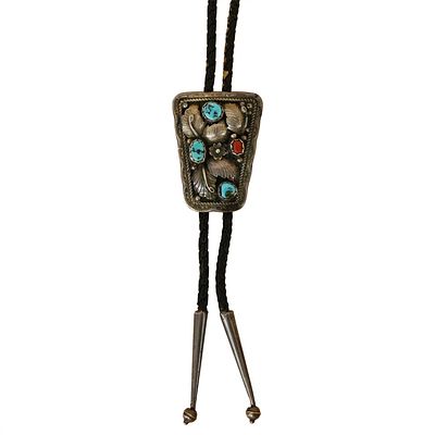 Rob Livingston Navajo Sterling Bolo Tie. Item/Description: Signed R L Southwestern bolo tie 