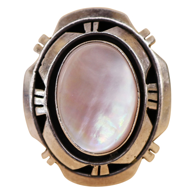 Norbert Becenti Navajo Sterling Abalone Ring 7 1/4