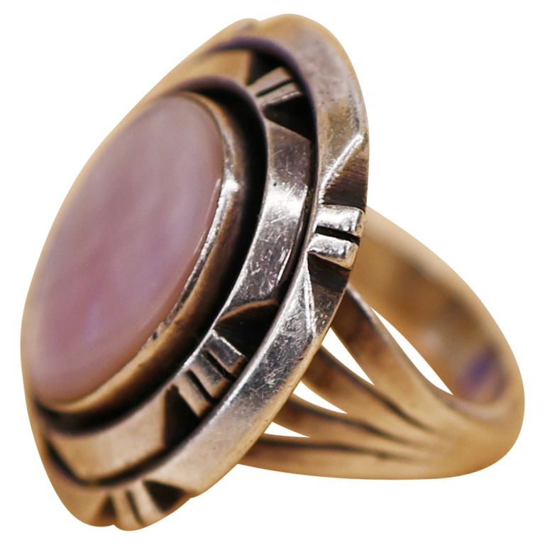 Norbert Becenti Navajo Sterling Abalone Ring 7 1/4