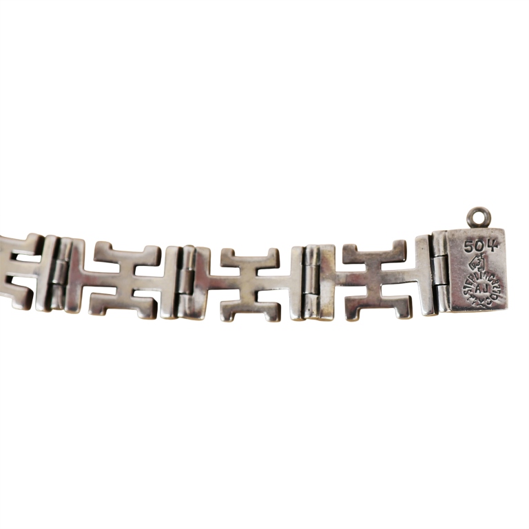 AJ Taxco Mexico Eagle #3 Sterling Aztec Bracelet