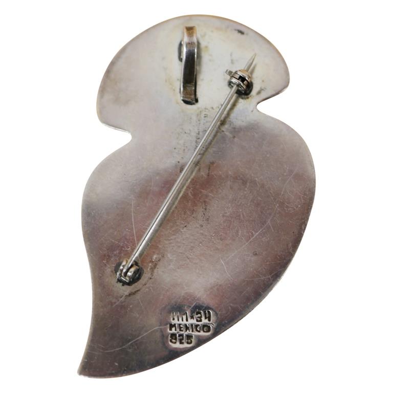 Signed Mexico Sterling Abstract Brooch Pendant
